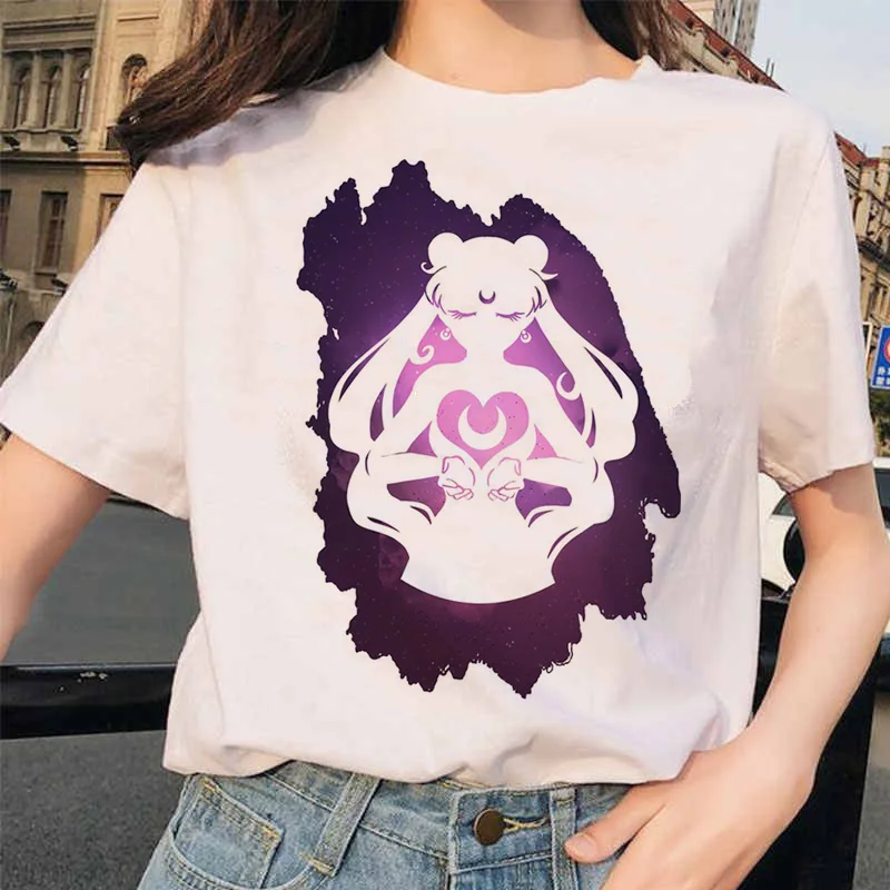Сейлор Мун 90s забавная Футболка Harajuku одежда футболка Эстетическая кошка аниме Женская милая женская футболка Kawaii футболки Мода Ullzang