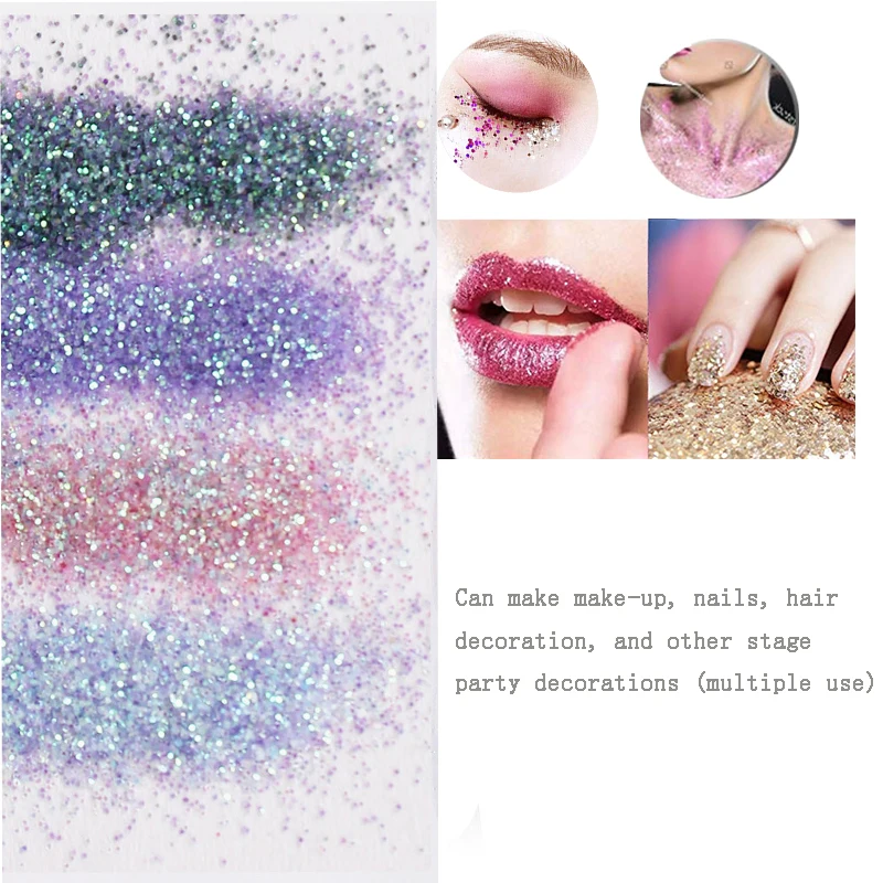 4 шт./набор цветные блестящие пудры для ногтей тени век тату макияж лица смешанные