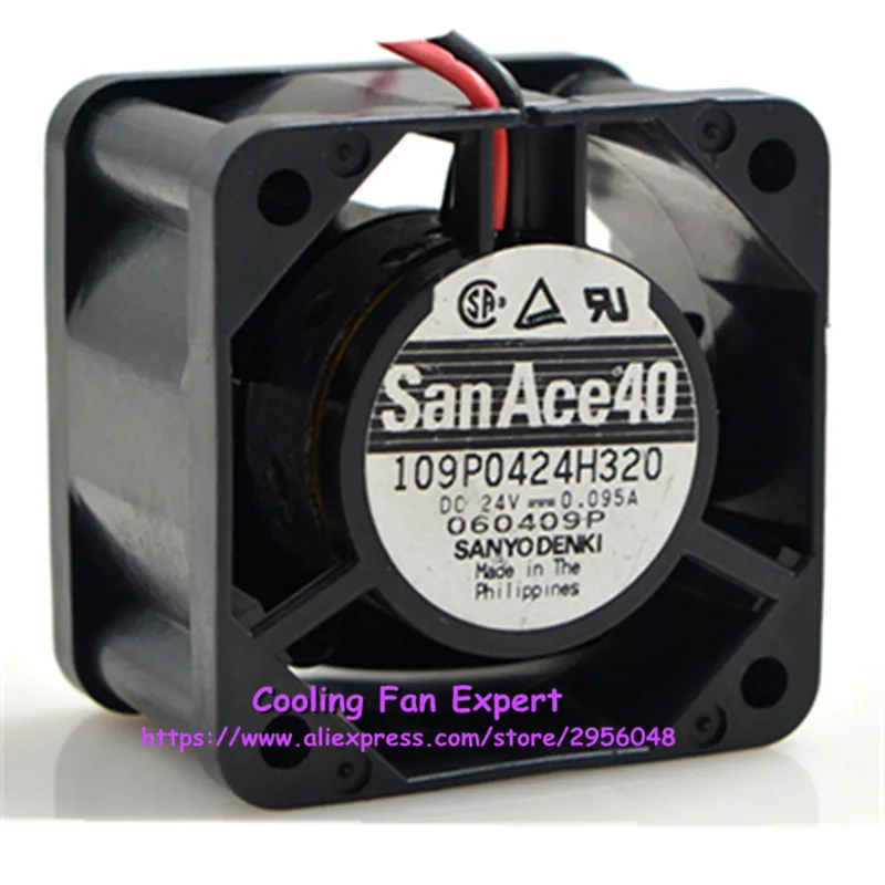 Sanyo 109P0424H320 2 провода двойной шарикоподшипник Вентилятор охлаждения DC 24V 0.095A 28 Вт
