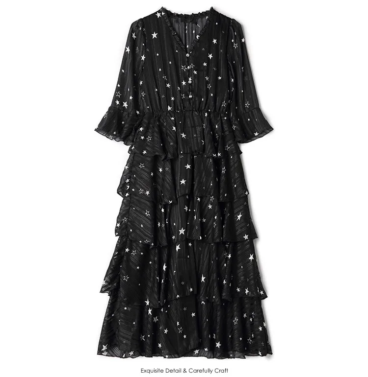 Богемное пляжное черное/белое шифоновое платье новое летнее женское Полосатое