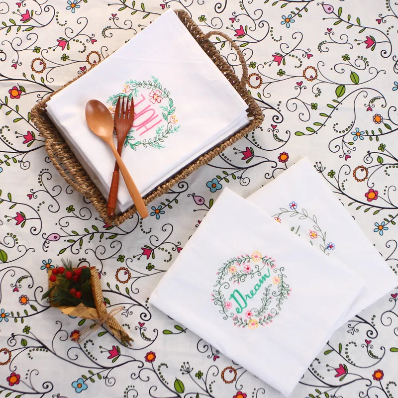 6 шт. хлопковые салфетки с вышивкой|cloth napkins|embroidered cloth napkinsnapkin fabric |