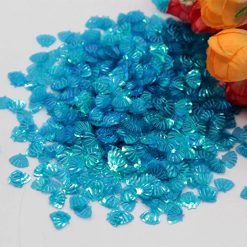 transparent blue 6*8 мм блестки в виде ракушки милые цветы ПВХ свободные блестки для ногтей Блестки для женщин DIY скрапбук Макияж украшения 20 г/лот - Цвет: transparent blue