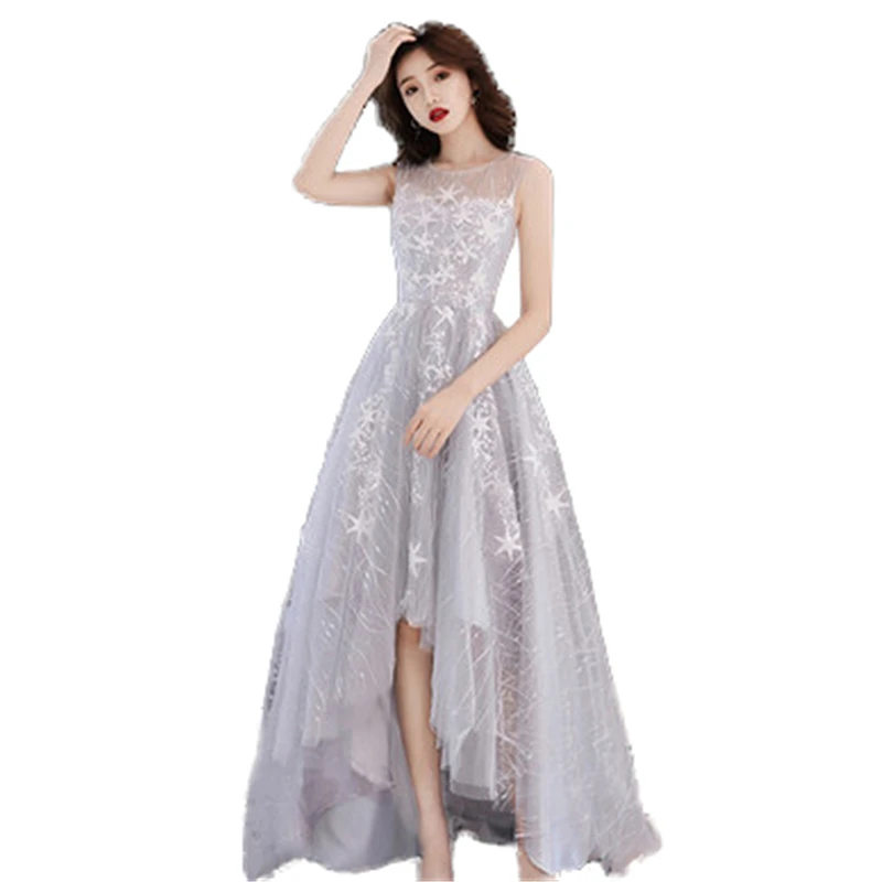 

New Women's Formal Dress Sleeveless Summer Dress Mesh Print Lace Female Dress Banquet elegant evening party Women dress FC86