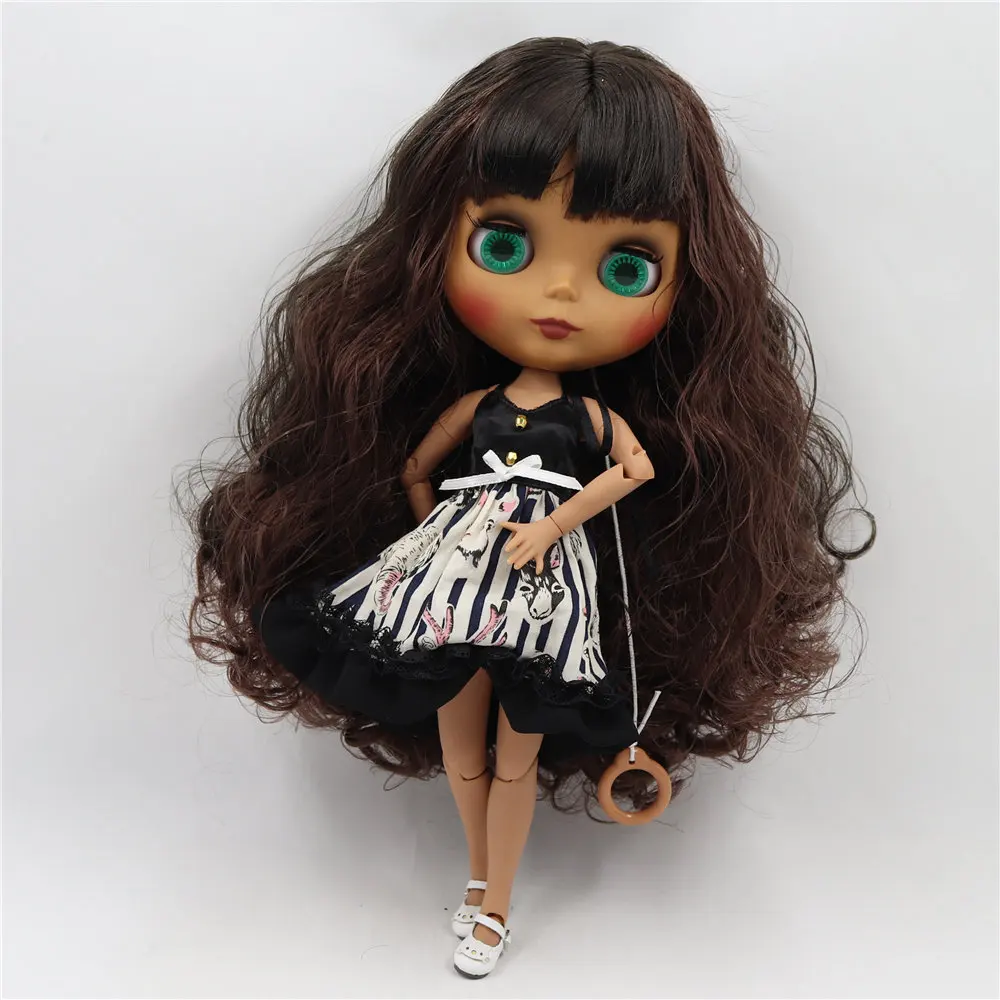 Кукла Blyth от ICY DBS черная кожа матовое лицо тело черные смешанные коричневые