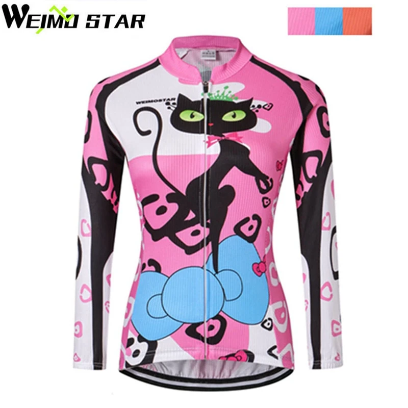Футболка женская велосипедная с длинным рукавом розовая/синяя|cycling shirt|women cycling