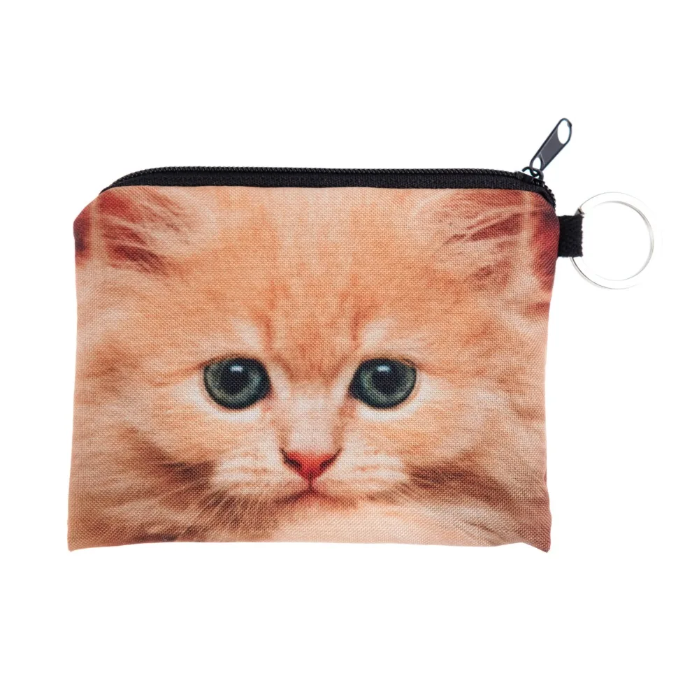 Мини квадратный кошелек для мелочи Galaxy Cat брендовый с животным принтом Женский