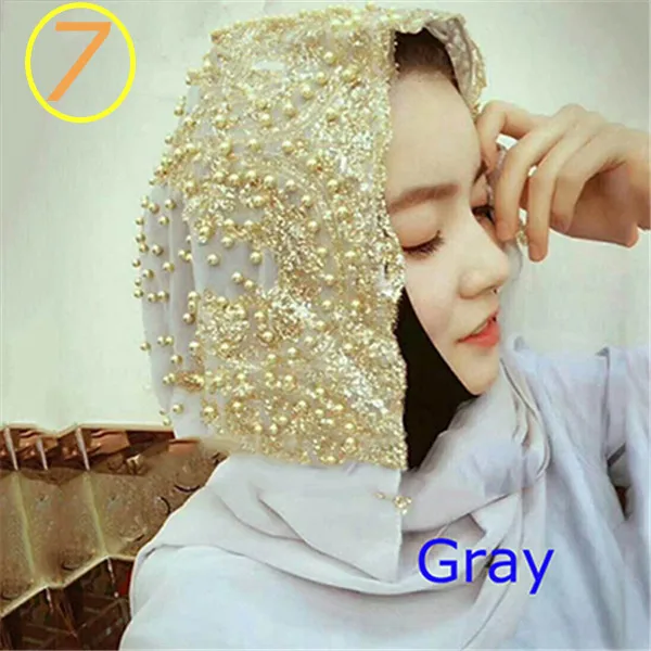 gray BOHOWAII хиджаб для мусульманок, шарф с золотым блеском, однотонный цвет, тюрбан, Женская шаль, шифоновая Роскошная тюрбанта - Цвет: gray
