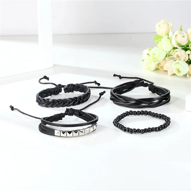 3 шт. мужской кожаный браслет с якорем в стиле панк|mens anchor bracelet|anchor braceletleather bracelet |