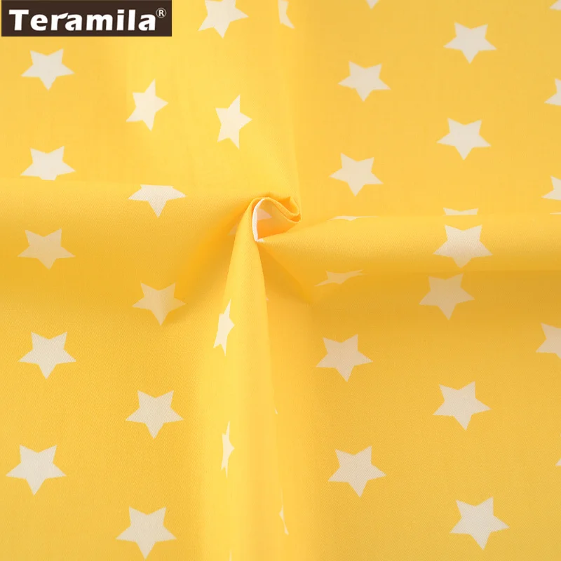 Patchwork Quilting Cotton Fabric Print Star Designs Yellow Twill Fat Quarter Home Textile TERAMILA Material Bed Sheet Tecido|fat quarters|design
