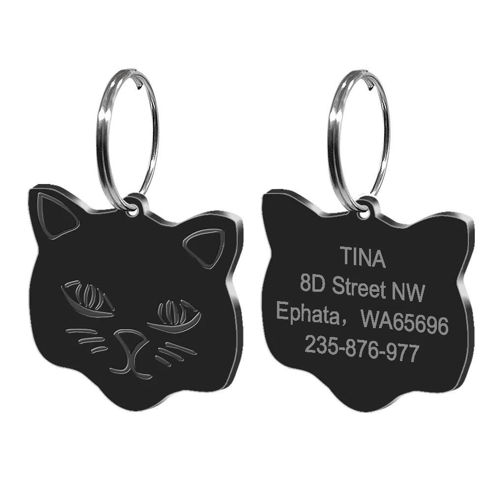 ZMDP028BL Персонализированная идентификационная бирка для котенка, кошки, щенка, Именные Бирки для кошек, собак, ошейники, ожерелья, бесплатный подарок, колокольчик, товары для домашних животных - Цвет: ZMDP028BL