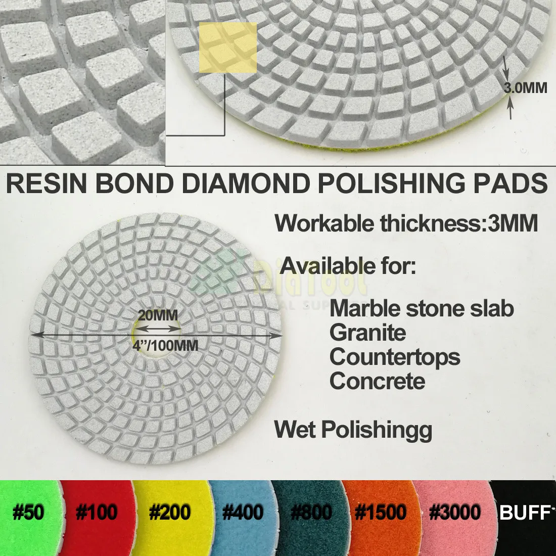 SHDIATOOL 8 шт 4 &quot/100 MM Diamond Белого Смола Бонд Мокрый Гибкие полировки с покровителя