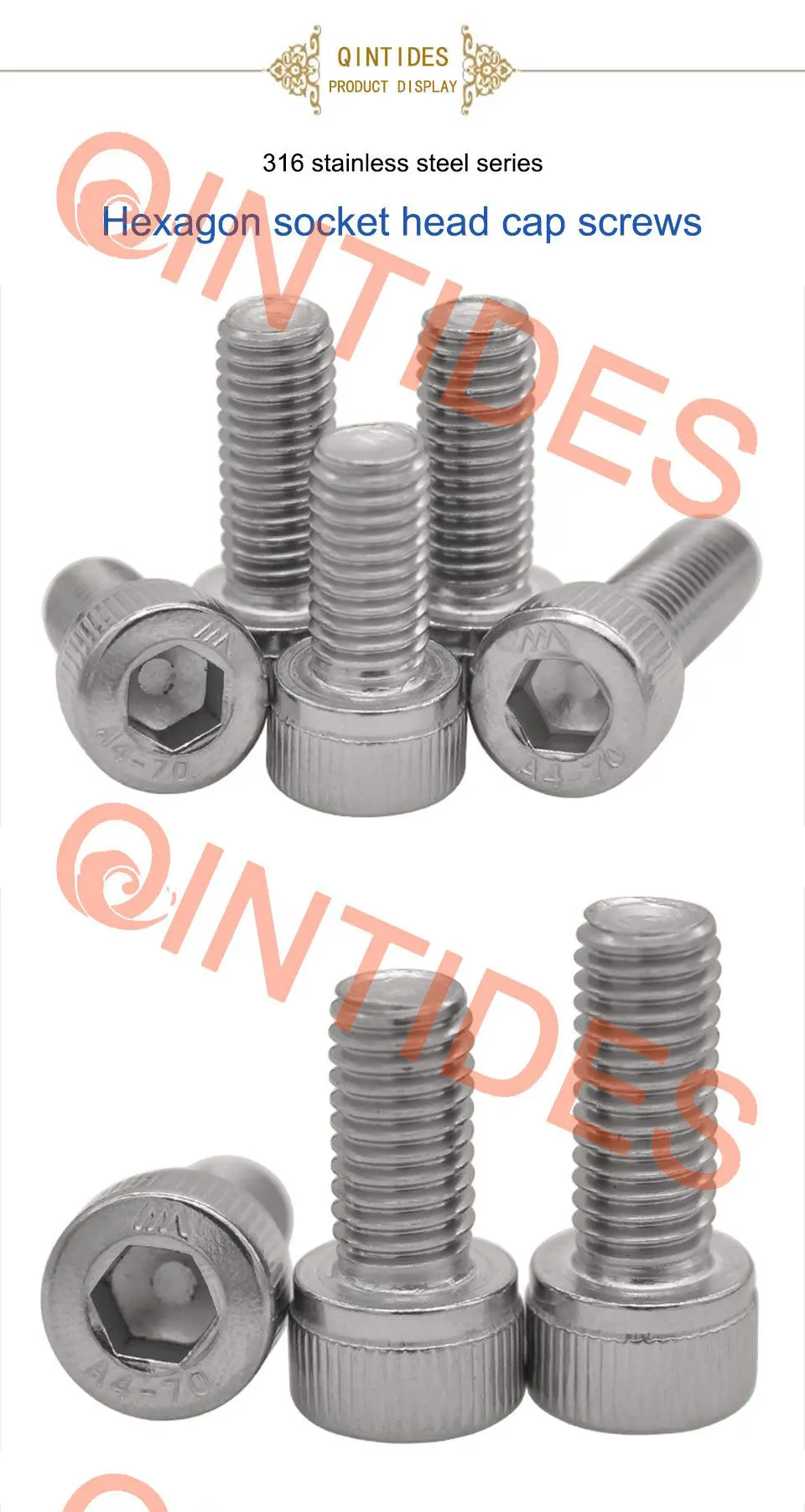 Qintides 250 шт./компл. DIN912 M1.6 M2 M2.5 M3 304 Нержавеющая сталь с шестигранной головкой Кепки винты велосипедные болты с шестигранной головкой, соответствующие стандартам Американского общества по Ассортимент Комплект