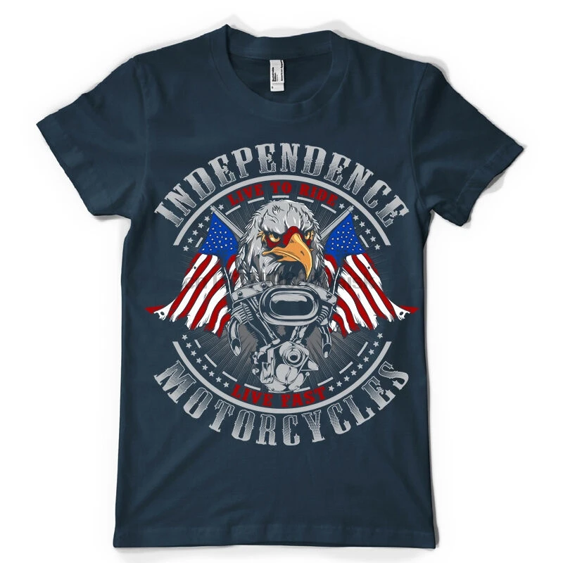 INDEPENDENCE MOTORCYCLES LIVE TO RIDE DTG FULL COLOR BLACK T SHIRT | Мужская одежда