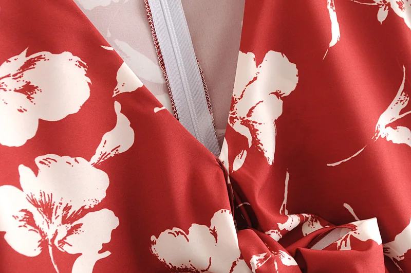 2019 Новое Женское праздничное красное платье с принтом сон-трава женское милое