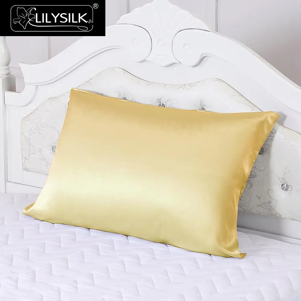 Gold Lilysilk шелковая наволочка на подушку для волос чехол для подушки 19MM одна сторона - Цвет: Gold