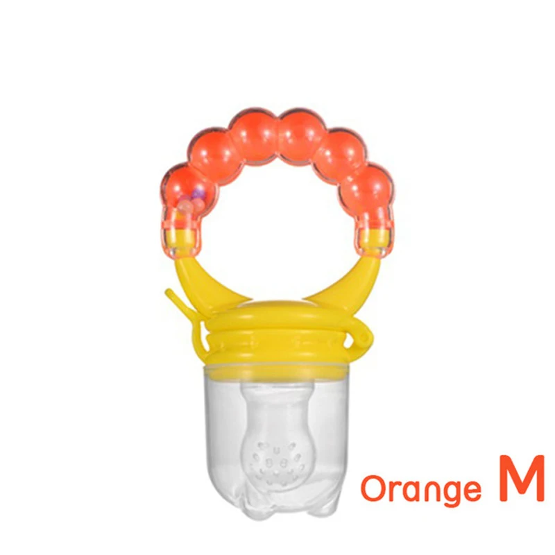 Qshare Baby Nimbler пустышка Клип фрукты младенческой Ниблер для кормления держатель соски Силиконовая пустышка бутылочки для кормления сосок соска - Цвет: Orange1 M