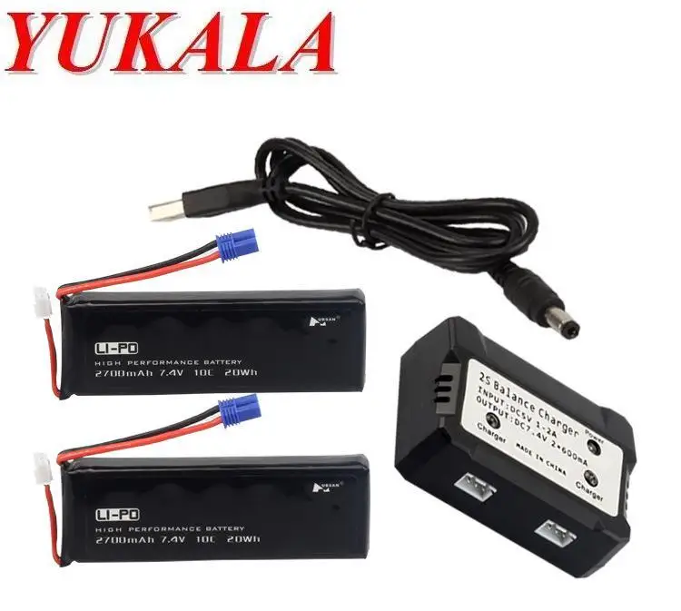 

H501C H501S X4 7.4V 2700mAh lipo battery battery With Charger For RC Quadcopter Drone H501S Accessories Parts