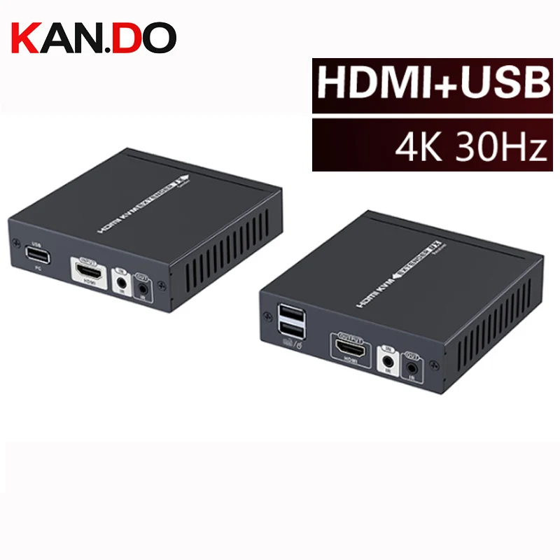 375kvm 4K*2K For HDMI Extender 2*USB OVER Cat 5/5E/6/7 Ethernet Cable Extension 70m HDBaseT Extender Support USB Mouse Keyboard