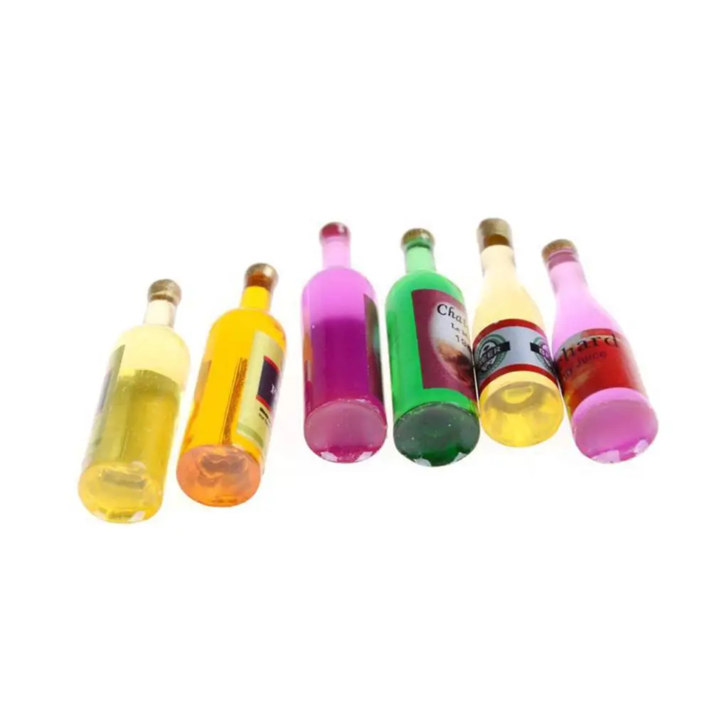 6Pcs/Set 1/12 Miniature Colourful Wine Bottles Dollhouse Kitchen Accessories |