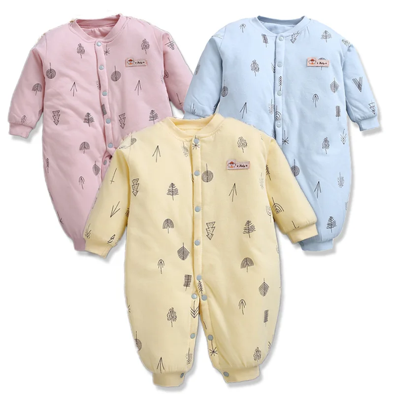 Новая осенняя одежда для малышей Комбинезон маленьких девочек Зимний теплый