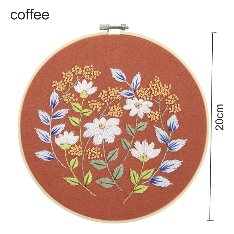 coffee 20x20 см Набор для начинающих рукоделия вышивка крестиком цветочные стены малярный Материал Пакет 3D лента вышитая руководство - Цвет: coffee