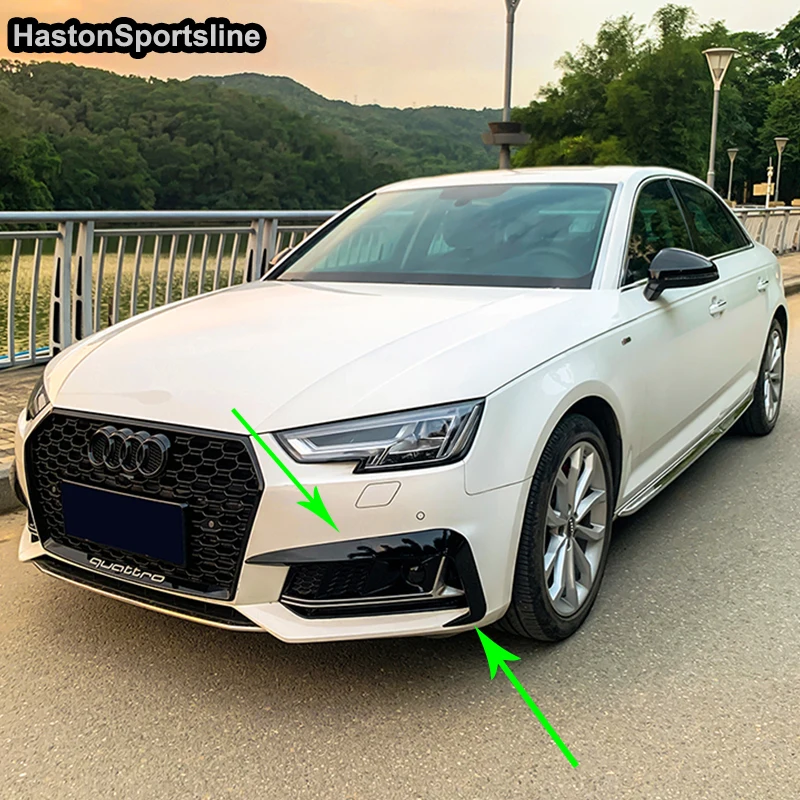Для Audi S4 Sline B9 Модифицированная черная ABS лицевая часть галстука сплиттер передняя противотуманная фара плавник авто аксессуары