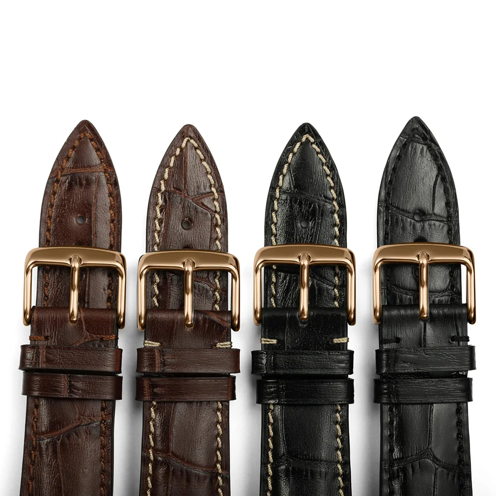 Ремешок для часов из натуральной кожи с пряжкой под розовое золото | Наручные