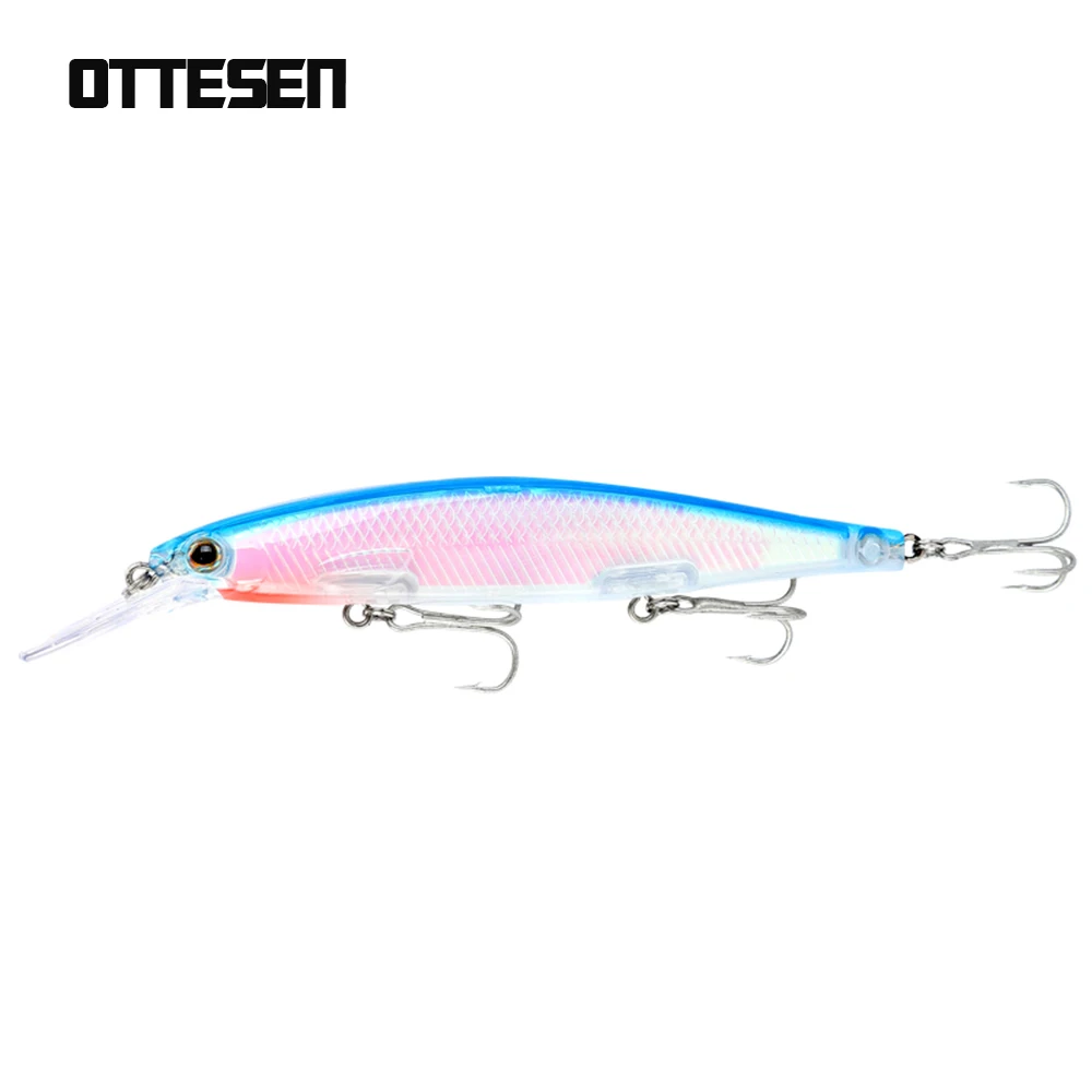 OTTESEN, Новое поступление, плавающая приманка для ловли гольяна, длинный язык, глубокий дайвинг, 125 мм, 13 г, жесткая приманка на щуку, приманка для ловли басов M090