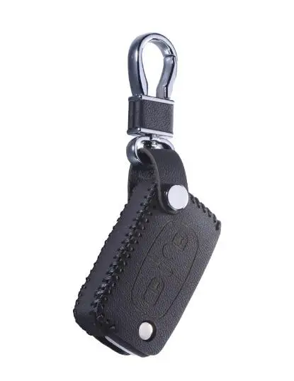Натуральная кожа чехол для ключа Citroen C2 C3 C4 C5 C6 Xsara Quatre Пикассо PEUGEOT 206 307 308 407 408 RCZ цепочка для ключей чехол Keybag - Название цвета: two button black