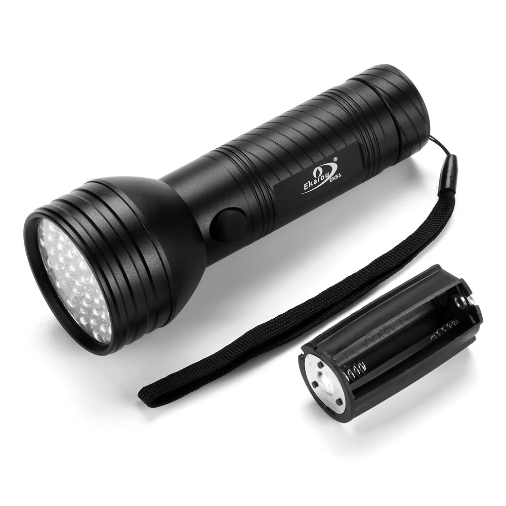 Бесплатная доставка 51 светодиодный Ультрафиолетовый черный фонарик 395 нм 3AA