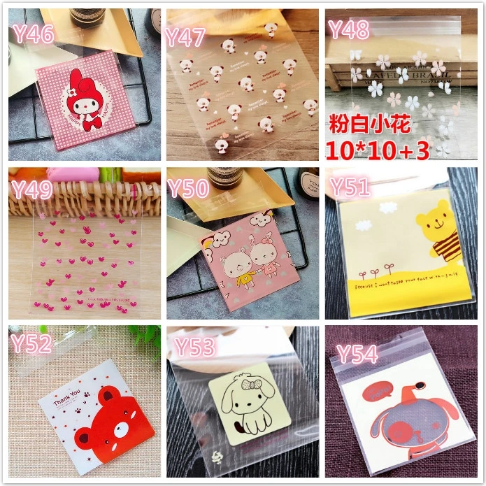 100 ⑤ упак. 10x10 см + 3 мультяшный милый медвежонок конфетный мешок для закусок