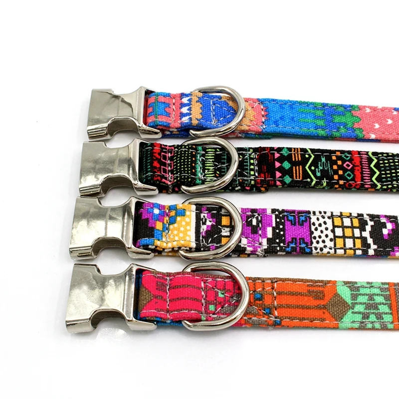 Dog Bohemian Collar Engraved Pet Name Anti-lost Dogs Neck Strap ID Tag Nylon Adjustable | Дом и сад