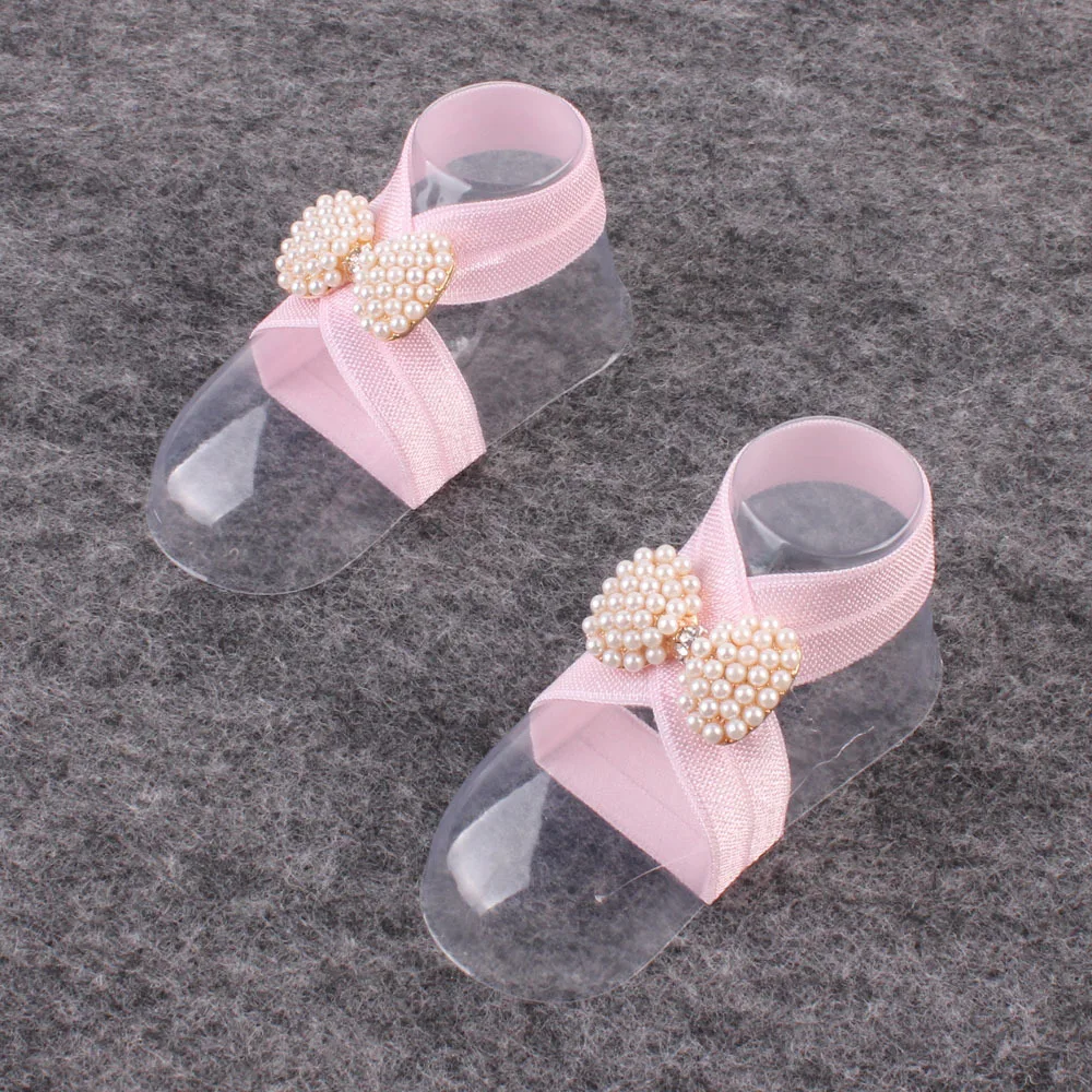 Аксессуары для волос новорожденных эластичный жемчужный браслет ног с бантиком