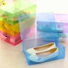 Складные пластиковые обувные коробки, Утолщенные цветные прозрачные пластиковые коробки-раскладушки для обуви, бытовые пылезащитные Органайзеры