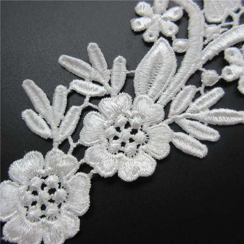 2 шт. винтажная белая полиэфирная Цветочная нашивка вышитая кружевная отделка