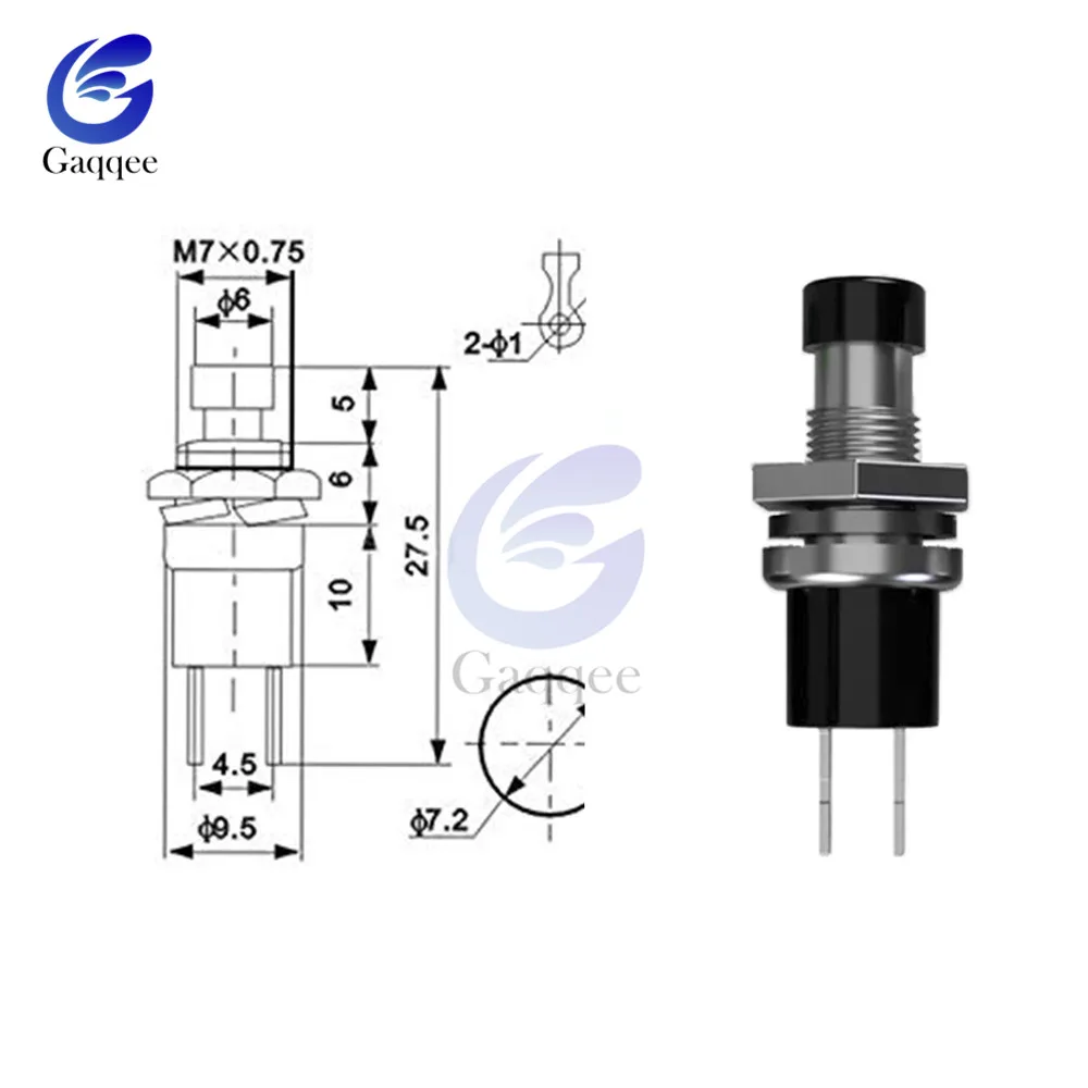 Быстродействующий кнопочный переключатель 5 шт. диаметром 7 мм 2 контакта нажмите