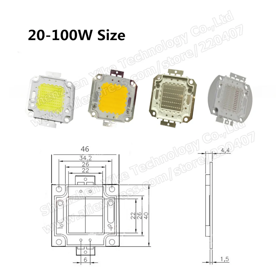 Высокомощный светодиодный SMD COB Чип лампы 1 Вт 3 5 10 20 30 50 100 Теплый Холодный белый - Фото №1