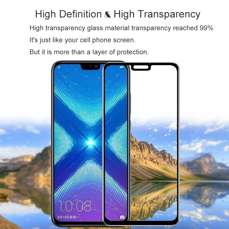 10 шт. защита для экрана закаленное стекло 100% полное покрытие Huawei Honor 8X Защита от
