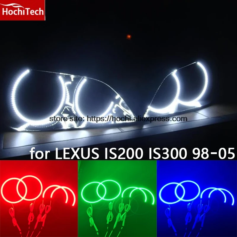 

HochiTech RGB Multi-Color LED Angel Eyes Halo Rings kit super brightness car styling for LEXUS IS200 IS300 1998-2005