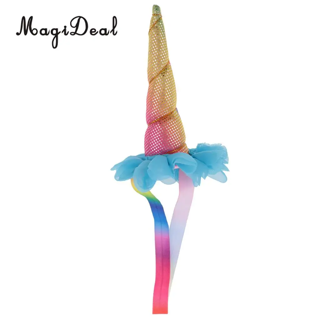 Quality Decorative Magical Rainbow Unicorn Horn Headband Adult Kids Colorful Elastic Hairband Costume Fancy Dress | Дом и сад