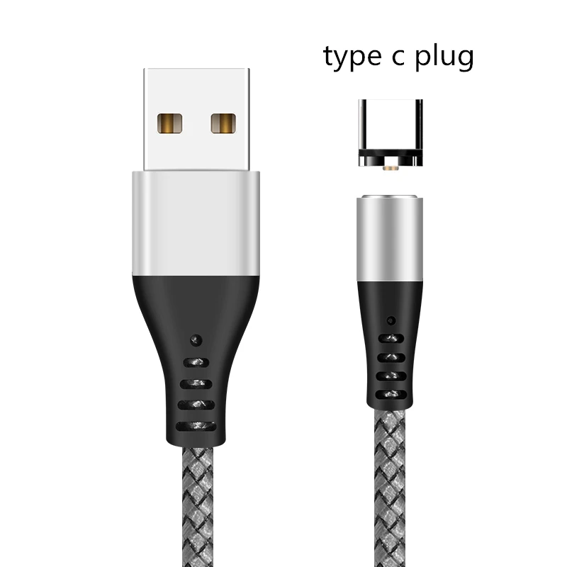 Silver Type C Plug GREENPORT Круглый Магнитный кабель Micro usb type C кабель для iphone xs max samsung S8 S9 зарядки мобильного телефона Android зарядное устройство Шнур - Цвет: Silver Type C Plug