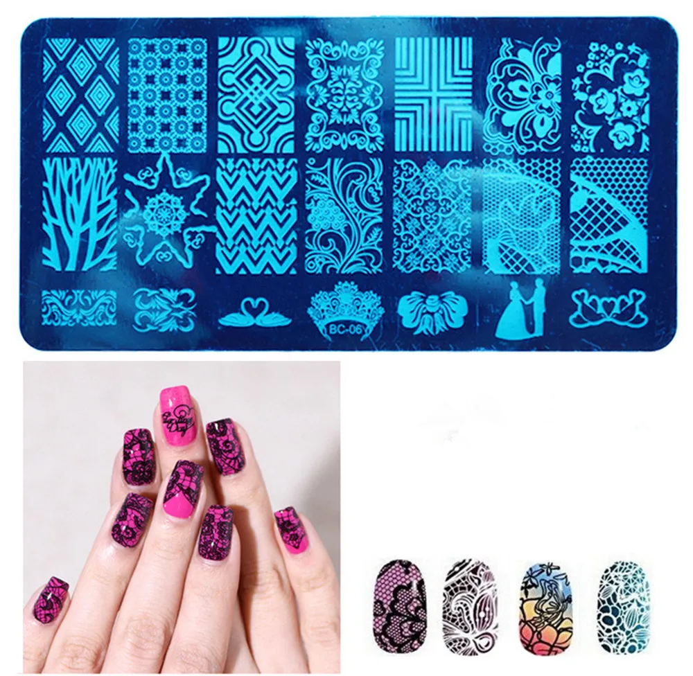 Lace Flower Animal Geometry Pattern Nail Stamping Plates Art Stamp Template Image Plate Stencil Manicure Tools 1PC | Красота и