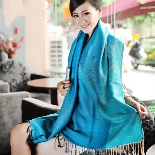 Новинка хит продаж золотистая Роза люрекс жаккард зима осень для женщин шарф