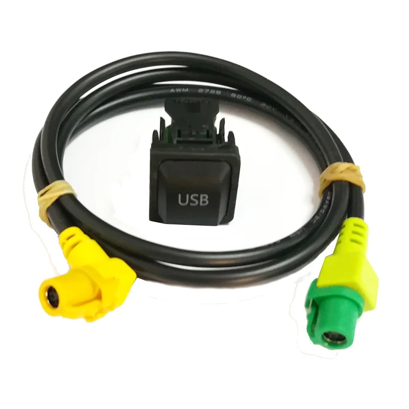 button and cable Автомобильный USB AUX переключатель кнопки жгута кабеля USB аудио адаптер RCD510 RCD310 USB кабель для VW Golf 5 6 Jetta MK5 GTI CC Polo Passat - Цвет: button and cable