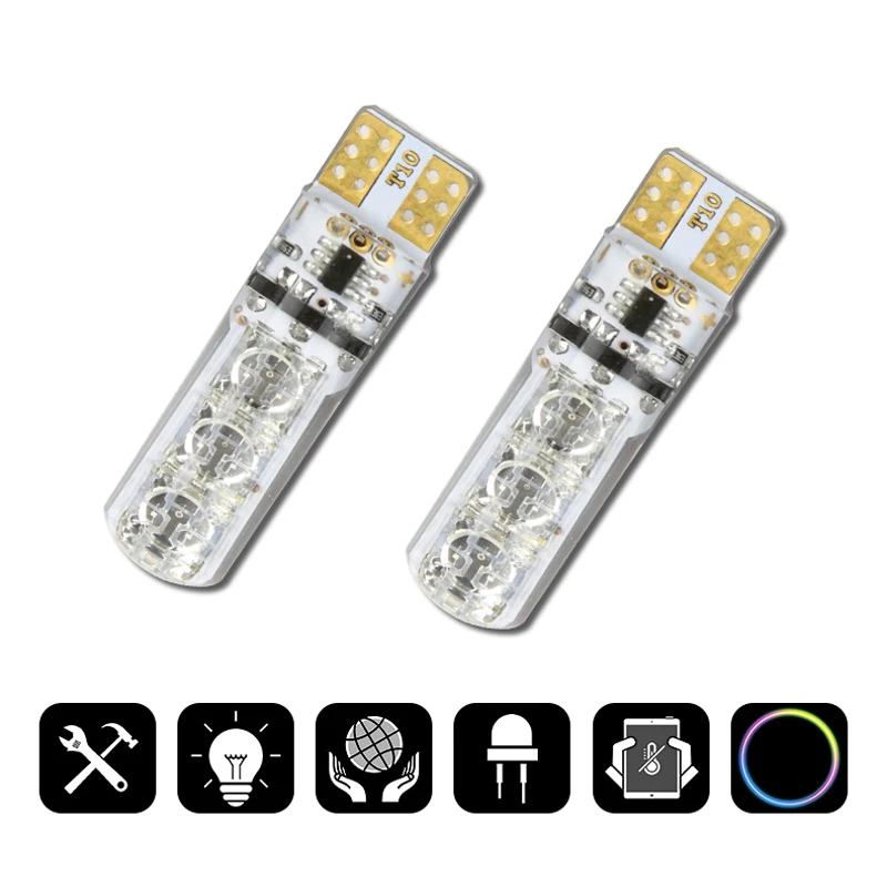 Светодиодные RGB лампы T10 W5W с дистанционным управлением для BMW E46 E39 E91 E92 E93 E28 E61 F11 E63