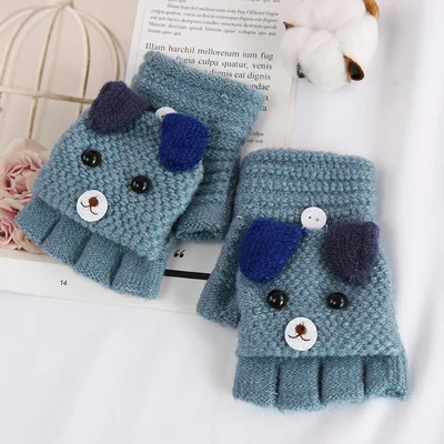 light blue 1 пара перчаток для малышей, детские варежки, держатель для мелочей, теплые лоскутные Зимние перчатки для малышей - Цвет: light blue