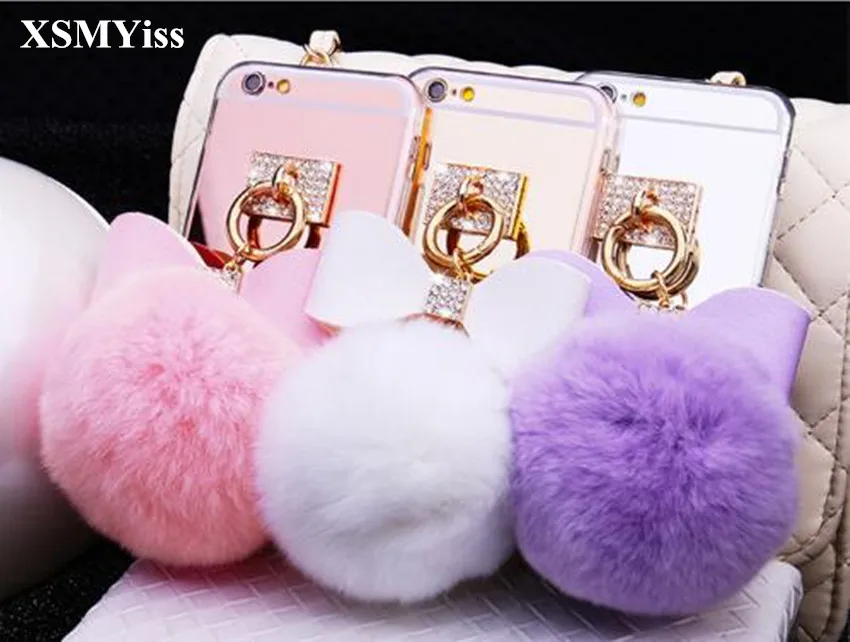 

For Samsung S6 S7 S8 S9 S10 S20 S21 PLUS Note 5 8 9 10 20 Fashion Bowknot Hairball Bling Mirror Soft TPU Phone Case Back Cover