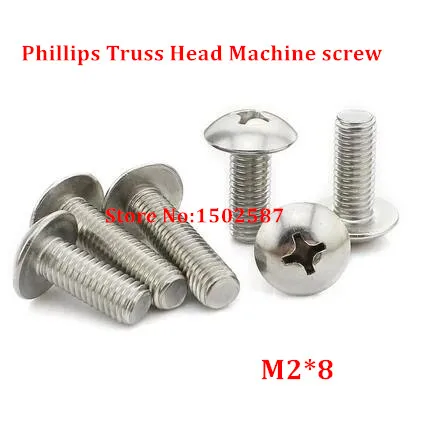 

100pcs M2*8 Phillips Truss Head Machine Screw SUS304 stainless steel TM Screws