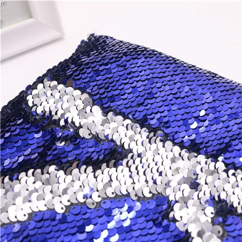 Royal-blue-sliver 50 дюймов* 1 ярд Русалка рыбья чешуя Реверсивный блесток вышитая ткань 5 мм блесток для платьев наволочка свадебное украшение - Цвет: Royal-blue-sliver