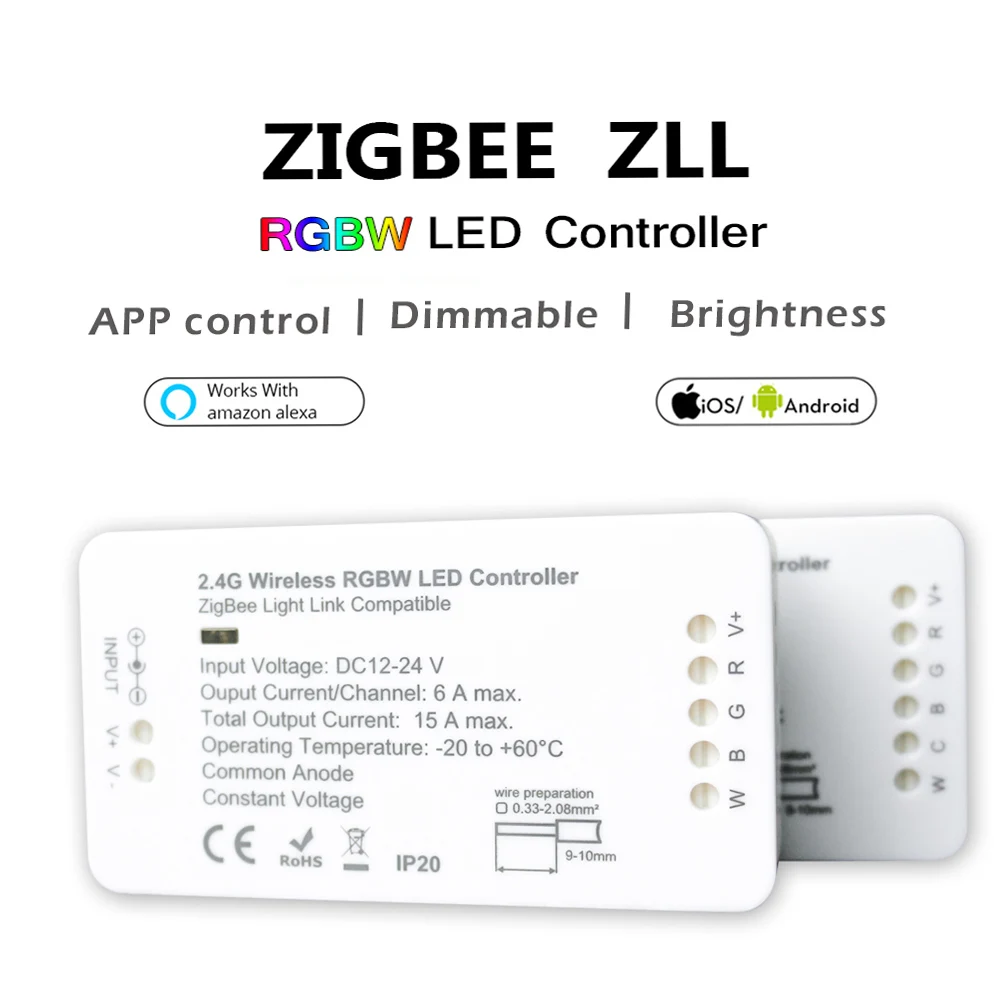 Zigbee RGBW RGB светодиодный контроллер для светодиодной ленты DC12V/24 В Zigbee Zll Link умный светильник RGB приложение управление совместимый светодиодный эхо